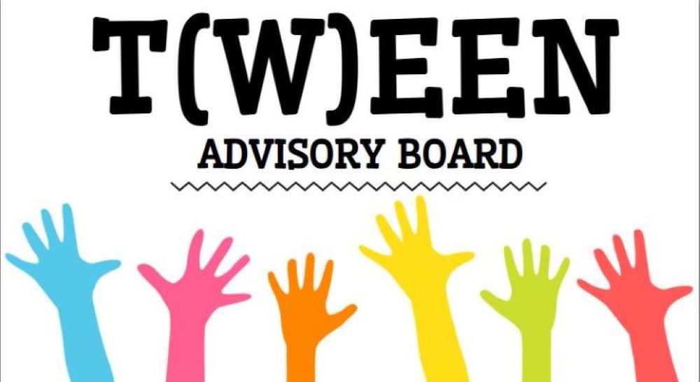 tween advisory board sign with raised colorful hands