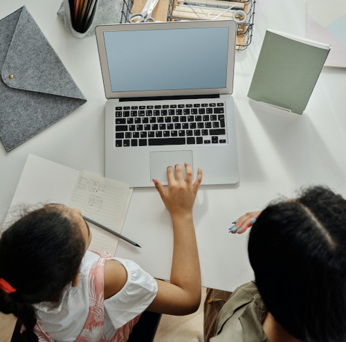 Kids using a computer