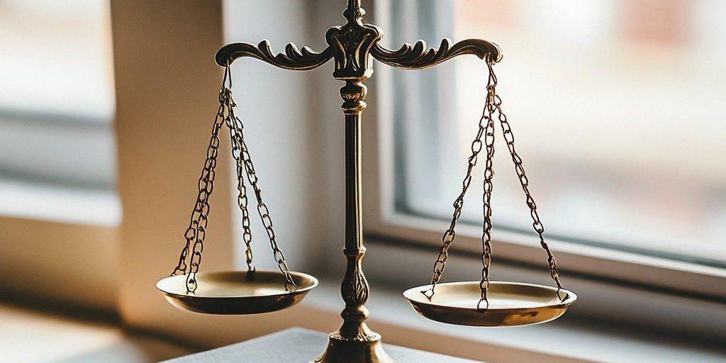 Scales of Justice on top of stack of books